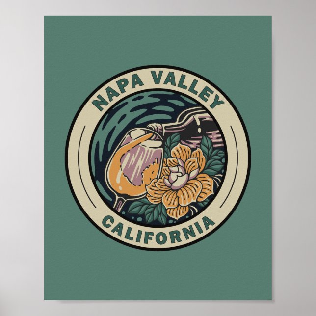 Napa Valley Kalifornien Reisen Kunst Abzeichen Poster (Vorne)
