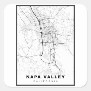 Napa Valley Karte Quadratischer Aufkleber