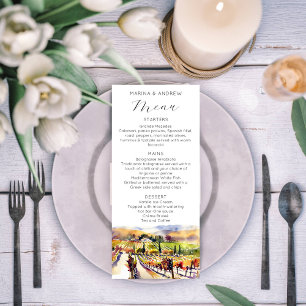 Napa Valley Vineyard watercolor menu mariage