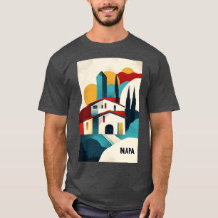 Napa Valley Weinberg Kunst mit moderner geometrisc T-Shirt