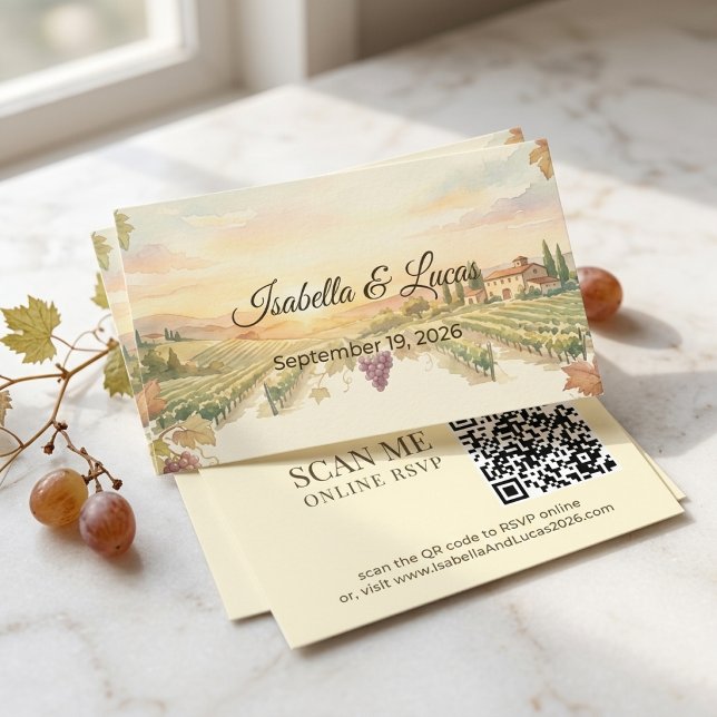Napa Valley Weingut Wasserfarbe QR-Code  Begleitkarte (Von Creator hochgeladen)