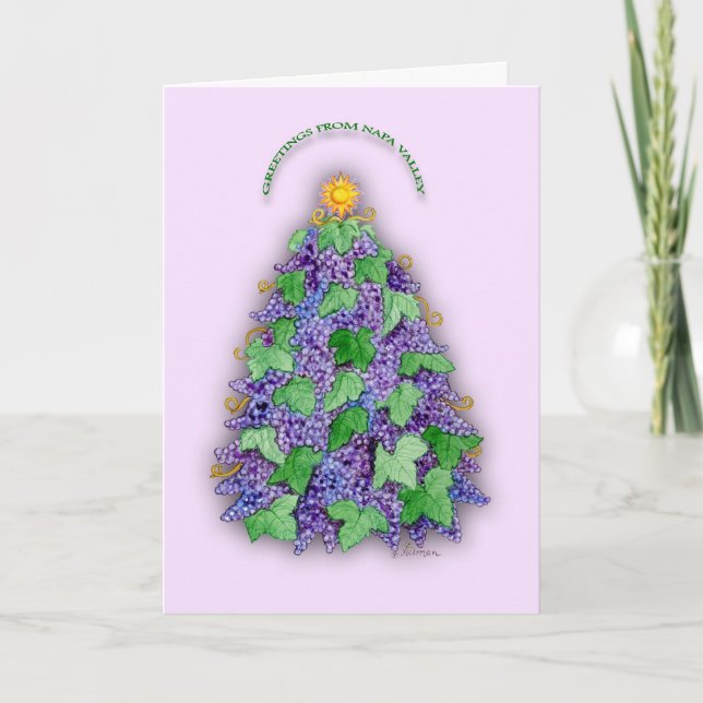 Napa- Valleytrauben-Weihnachtsbaum Feiertagskarte (Vorderseite)