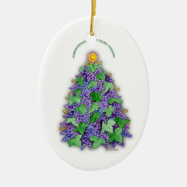 Napa- Valleytrauben-Weihnachtsbaum Keramikornament (Vorne)