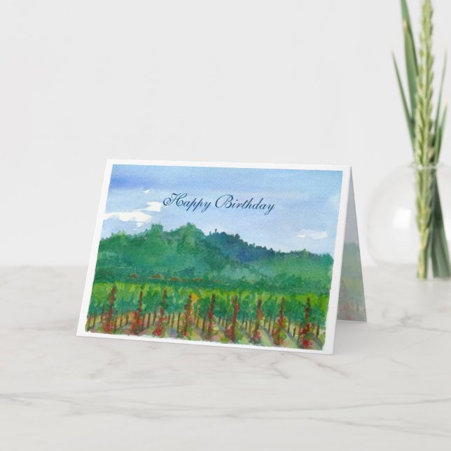 Napa- Valleyweinberg-Aquarell-alles Gute zum Karte (Vorderseite)