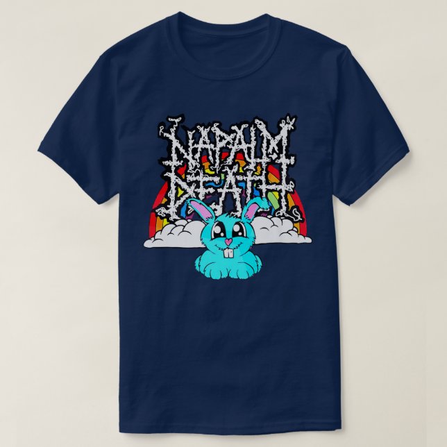 Napalm Death Rainbow Bunny Pink Funny T-Shirt (Design vorne)