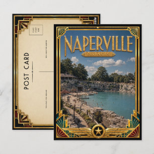 Naperville Illinois Vintage Art Deco Golden Age Postkarte