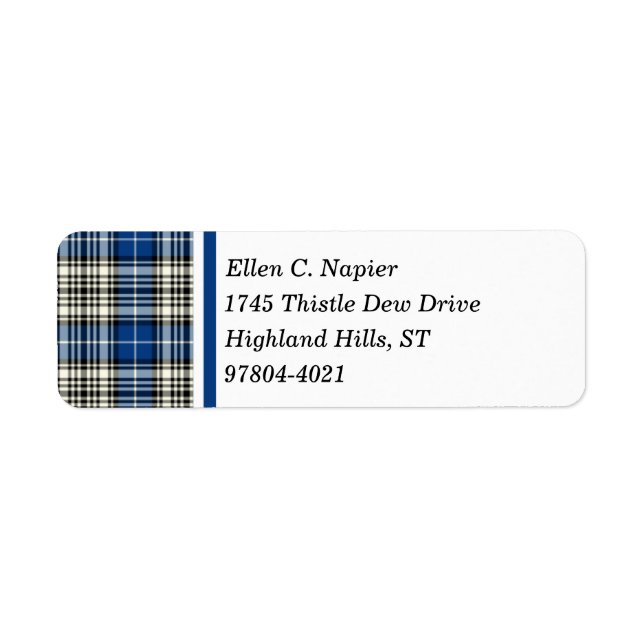 Napier Clan Blue, Black and White Scottish Tartan (Vorne)