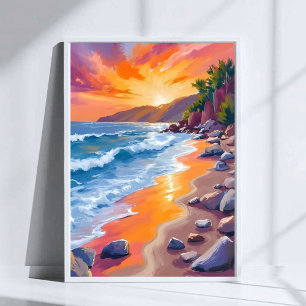 Napili Bay Sonnenuntergang Maui Hawaii Malerei Poster