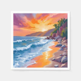 Napili Bay Sonnenuntergang Maui Hawaii Malerei Serviette
