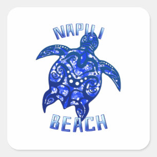 Napili Beach Hawaii Urlaub Stammes-Schildkröte Quadratischer Aufkleber
