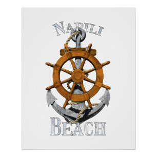 Napili Beach Hawaii Vacation Nautical Anchor Helm Poster