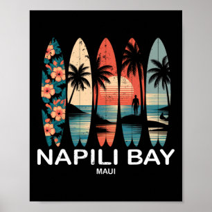 Napili Y Maui Surfbrett Surfen Retro _1 Poster
