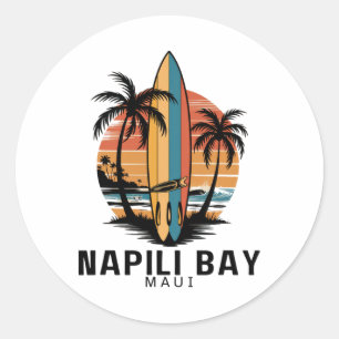 Napili Y Maui Surfen Surfer Runder Aufkleber