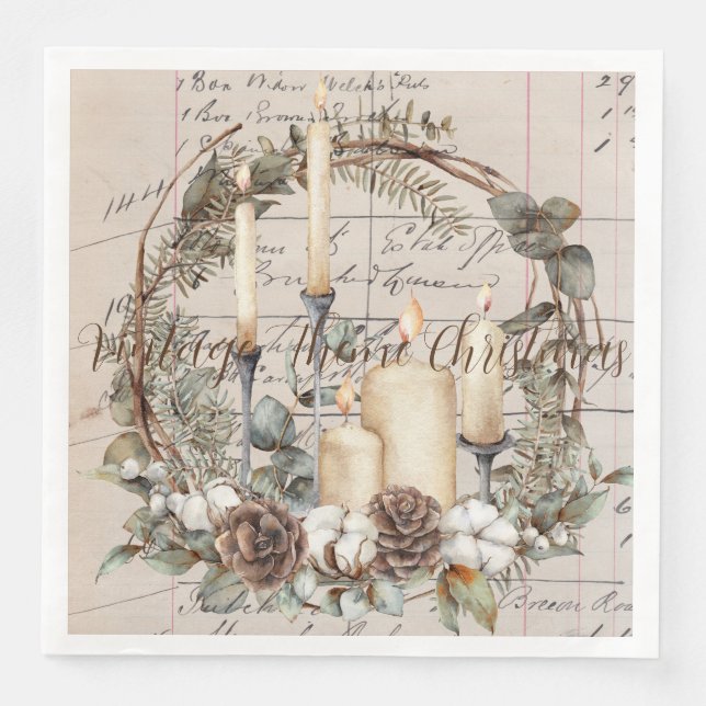 Napkin Abendessen Set (50) Vintages Thema Weihnach Serviette (Vorderseite)