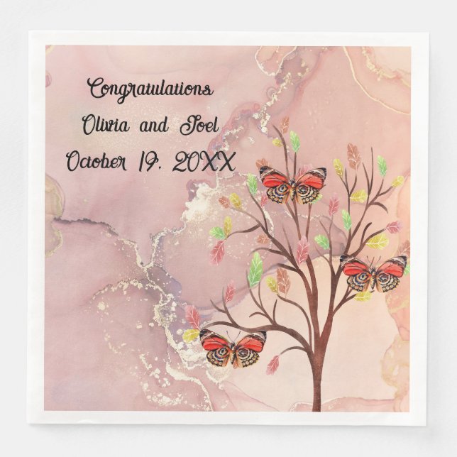 Napkin Design für Hochzeit im Herbst mit Schmetter Serviette (Vorderseite)