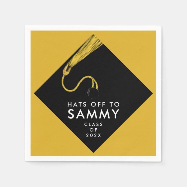 Napkins: Gold und Black Graduation Party Serviette (Vorderseite)