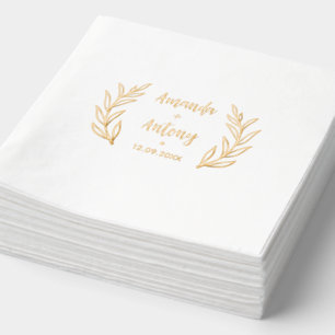 Napkins im Retro-Blumenstil gestempelt. Servietten Mit Folie