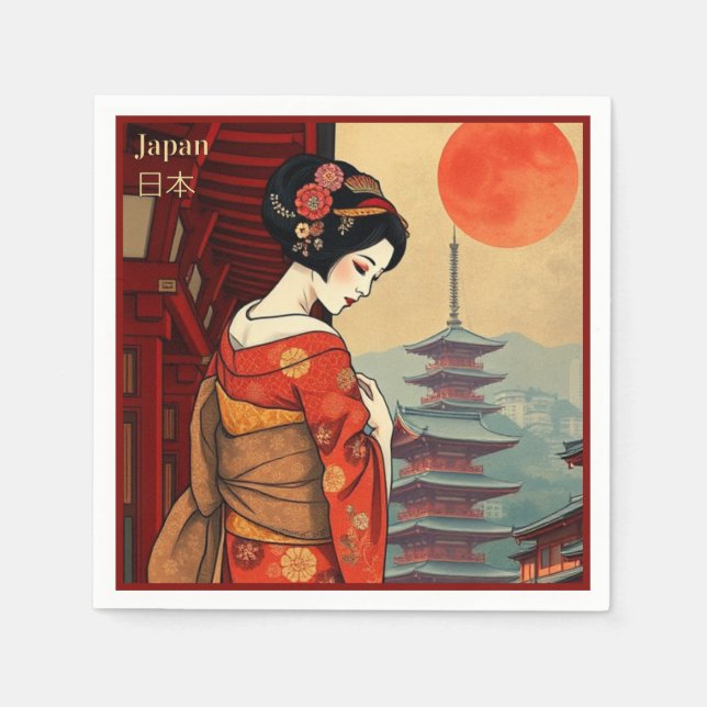 Napkins Japan geisha maiko japanisch Restaurant Serviette (Vorderseite)