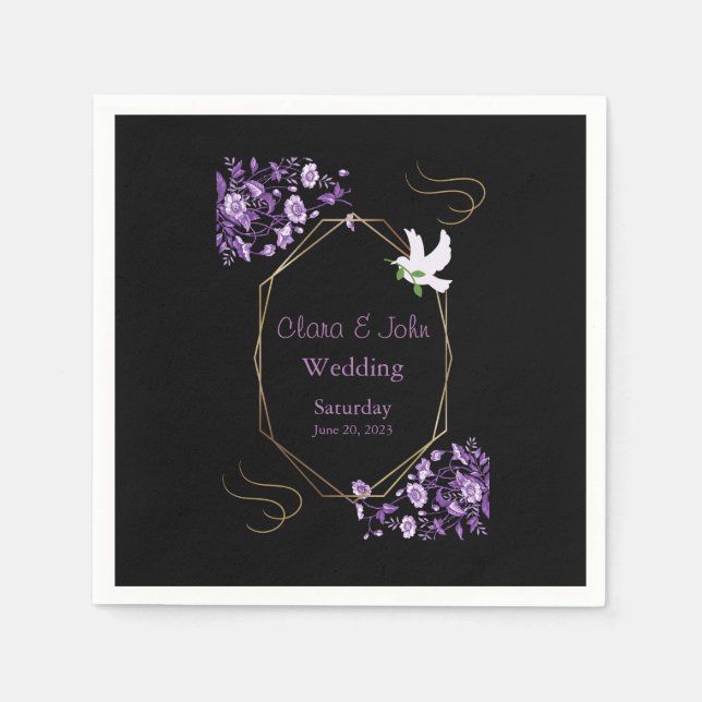 Napkins, lila & Black Wedding Serviette (Vorderseite)