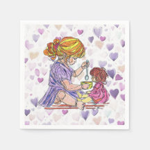 Napkins Little Girl and Baby Doll
