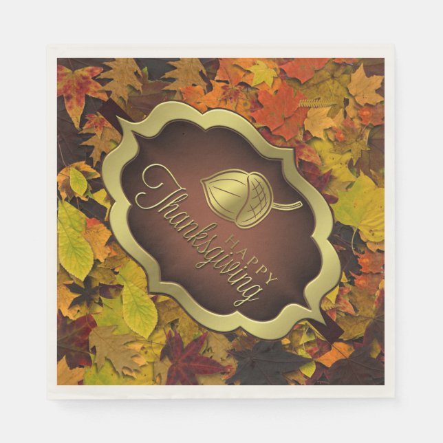 Napkins - Papier - Autumnal glückliches Erntedankf Serviette (Vorderseite)