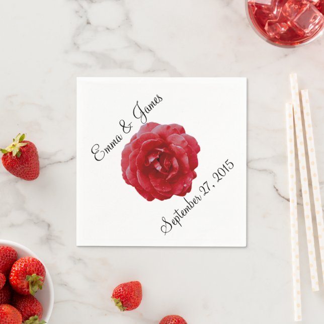 Napkins - Papier - Rote Rote Rose Serviette (Beispiel)