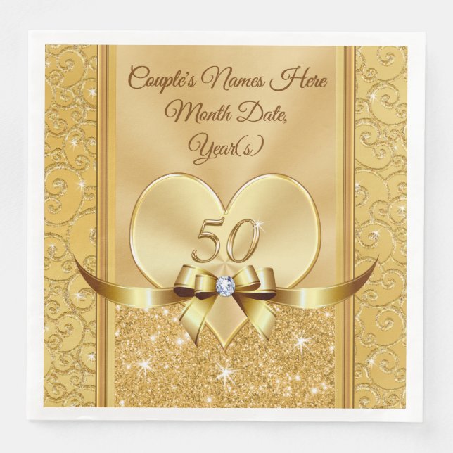 Napkins Personalisiert zum 50. Hochzeitstag Serviette (Vorderseite)