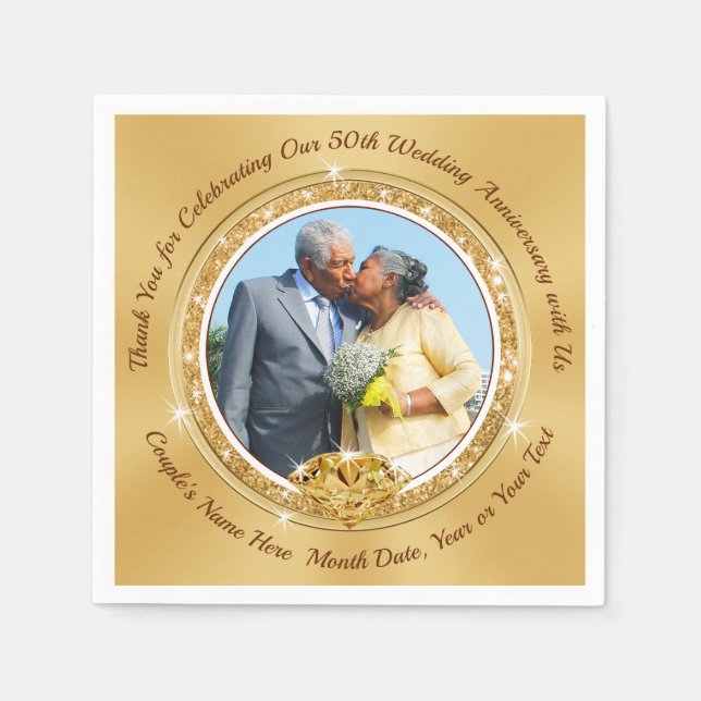 Napkins PERSONALISIERT zum 50. Hochzeitstag Serviette (Vorderseite)