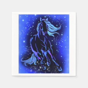 Napkins Pferd rennt in der blauen Sternennacht Serviette