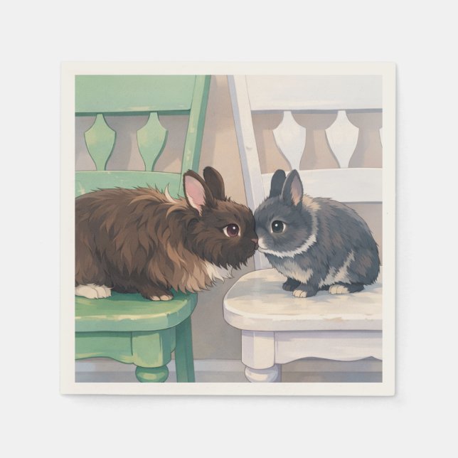 Napkins (Qty 50) Two Rabbits Serviette (Vorderseite)
