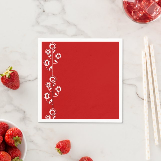Napkins, rot-weiße Blüte Serviette (Beispiel)