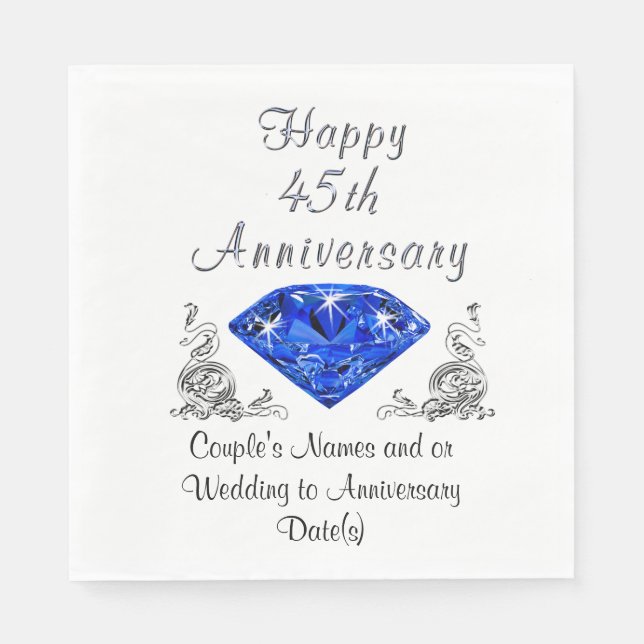 Napkins, Sapphire, personalisiert 45 Jahre alt Serviette (Vorderseite)