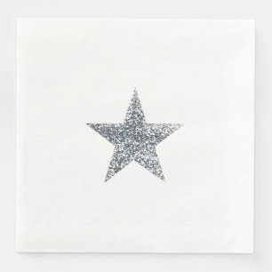 Napkins - Silberner Glitzer Star Serviette