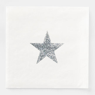 Napkins - Silberner Glitzer Star Serviette