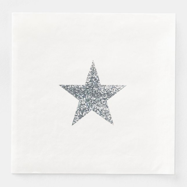 Napkins - Silberner Glitzer Star Serviette (Vorderseite)