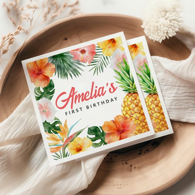 Napkins Tropical Hawaiian Birthday Party Serviette (Von Creator hochgeladen)