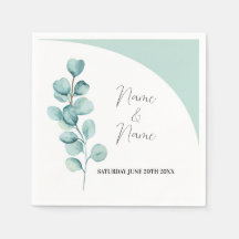 Napkins Wedding Names Eucalyptus Blätter Minze