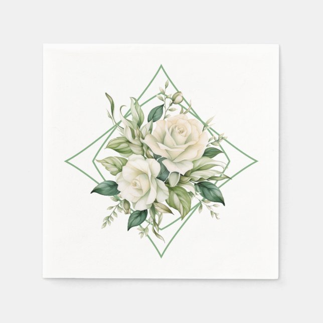 Napkins-White Roses Serviette (Vorderseite)