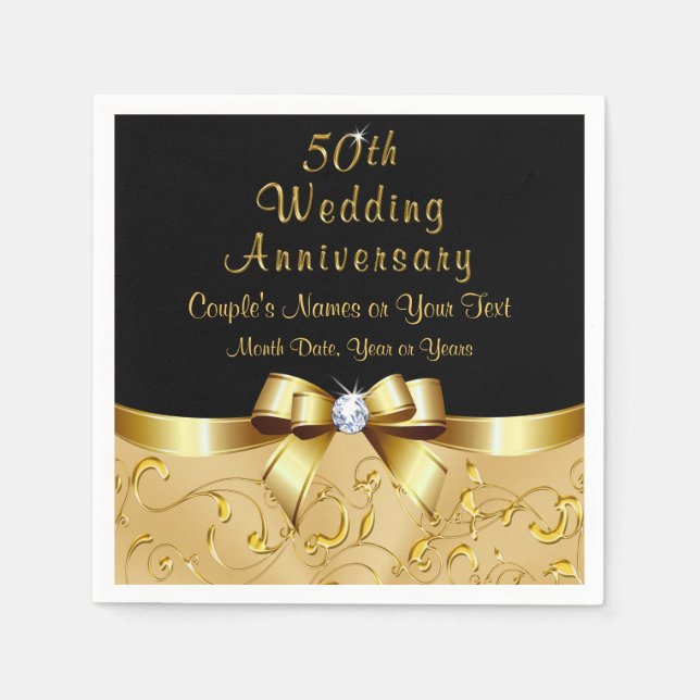 Napkins zum 50. Jubiläum, Personalisiert in 3 Größ Serviette (Vorderseite)