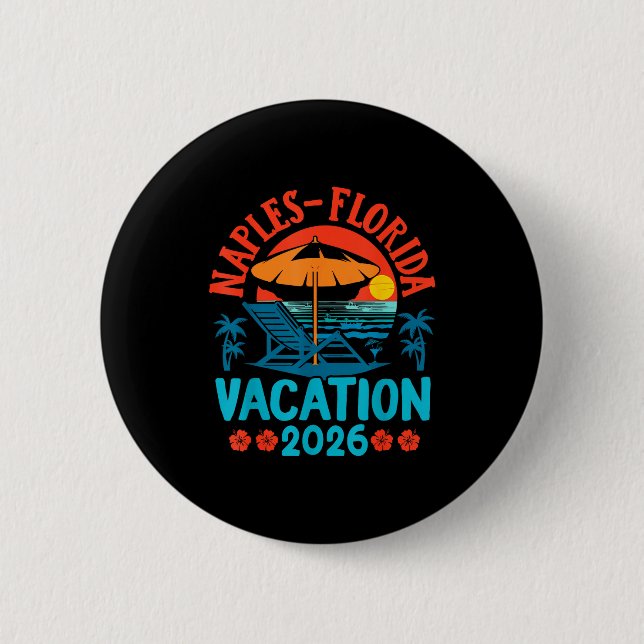 Naples Florida 2026 Family Vacation Beach Summer V Button (Vorderseite)