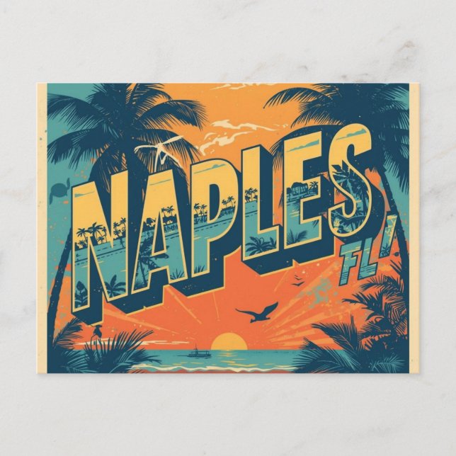 Naples florida dreaming retro postkarte (Vorderseite)
