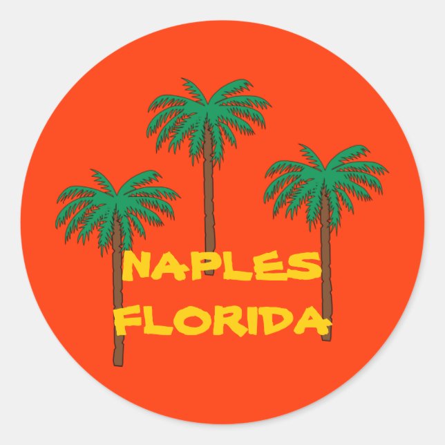 NAPLES FLORIDA Palmenaufkleber Runder Aufkleber (Vorderseite)