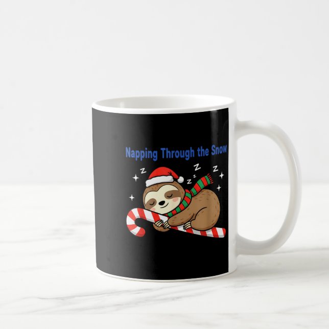 Napng Through The Snow Christmas Sloth Candy Cane  Kaffeetasse (Rechts)