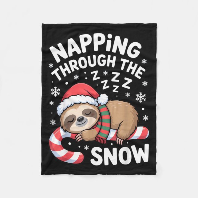 Napng Through The Snow Funny Sloth Candy Cane Xmas Fleecedecke (Vorderseite)