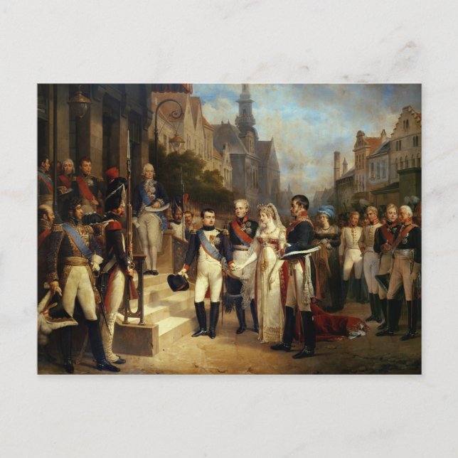 Napoleon Bonaparte empfängt Königin Louisa Postkarte (Vorderseite)