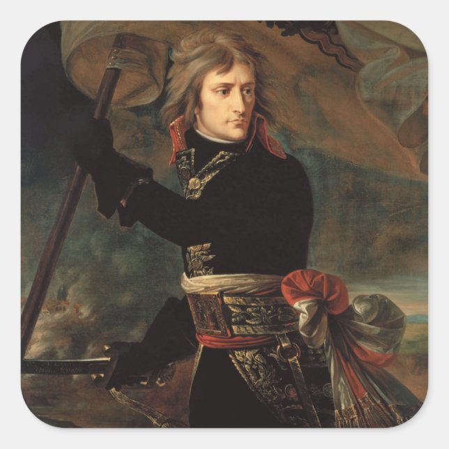 Napoleon Bonapartes Kundgebung in der Schlacht von Quadratischer Aufkleber (Vorderseite)