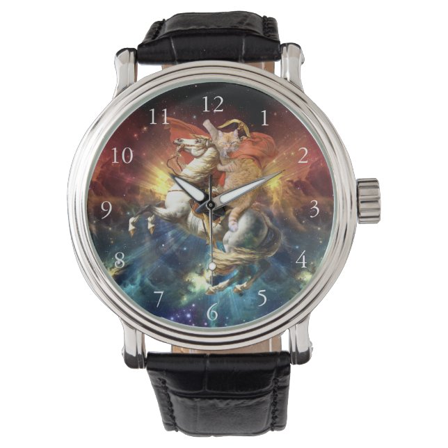 Napoleon Cat im Weltraum Armbanduhr (Vorderseite)