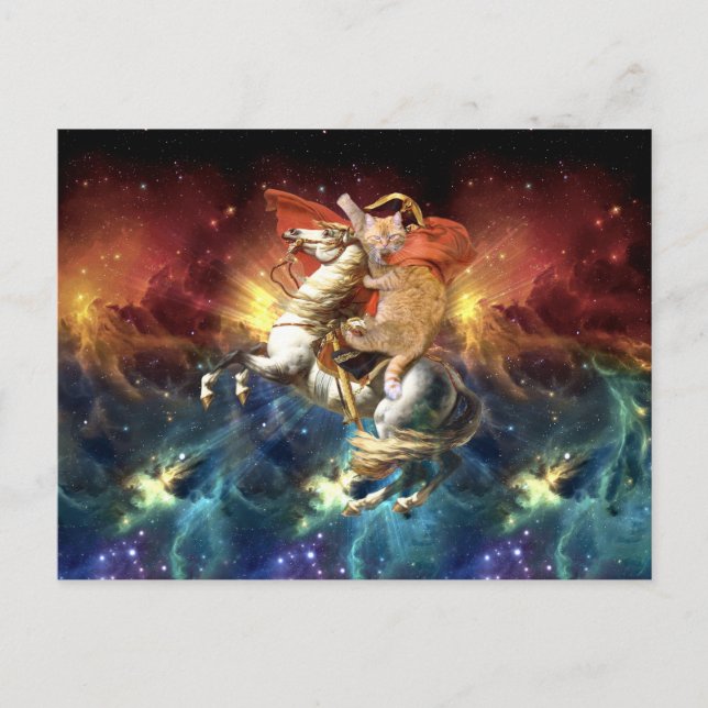 Napoleon Cat im Weltraum Postkarte (Vorderseite)