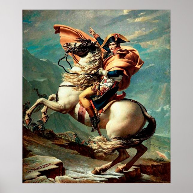 Napoleon Crossing the Alps by Jacques-Louis David Poster (Vorne)