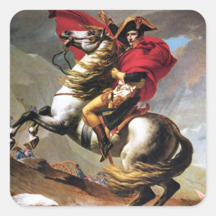 Napoleon, der die Alpen-Aufkleber kreuzt Quadratischer Aufkleber
